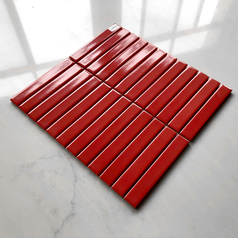 New Design Red Strip Mosaic Wall Tiles Kitchen Backsplash