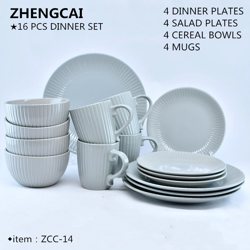 16PCS Stoneware/ Ceramic Grey Nordic Style Dinner Set