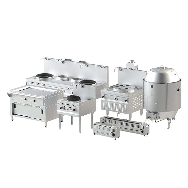Commercial Professional Kitchen Equipment Stainless Steel Gas Stove Chinese Cooking Range with Blower