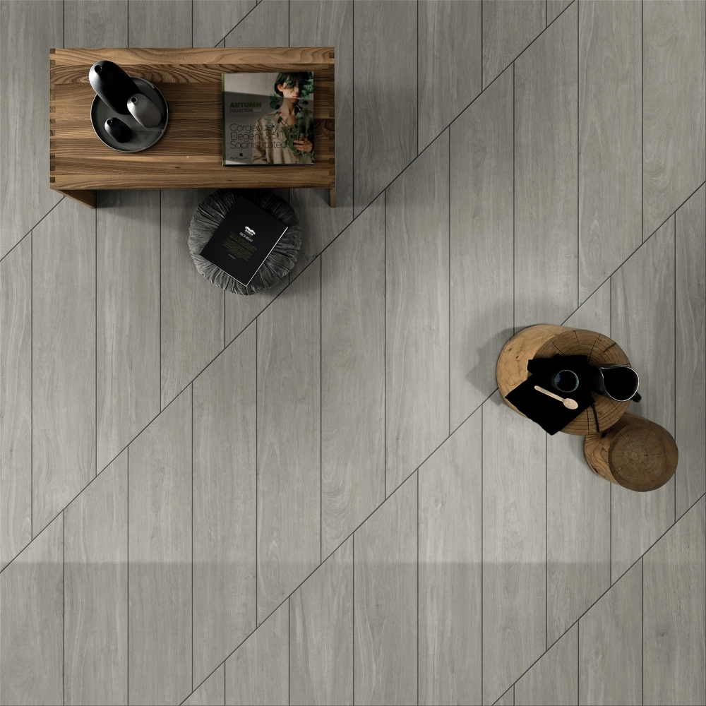 Grey Wood Look Glazed Porcelain Tile for Living Room