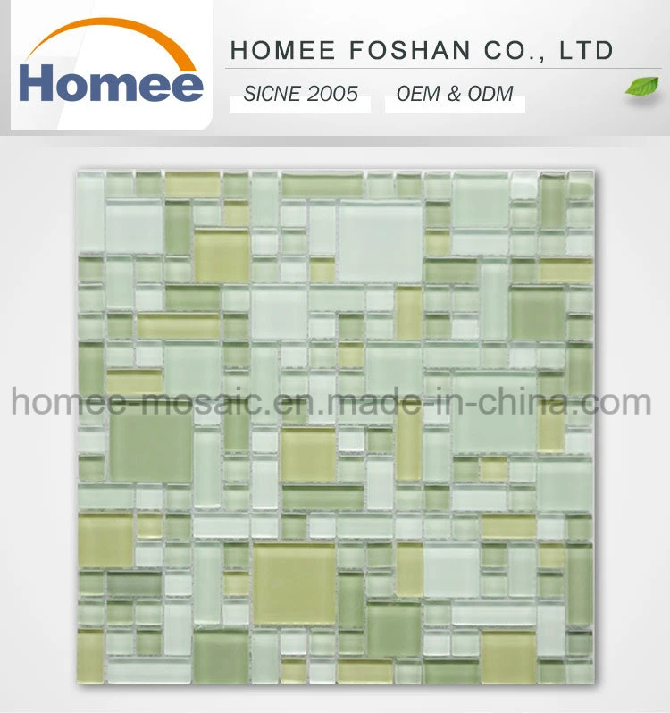 Light Green Glossy Glass Mosaic Tiles for Wall Decoration