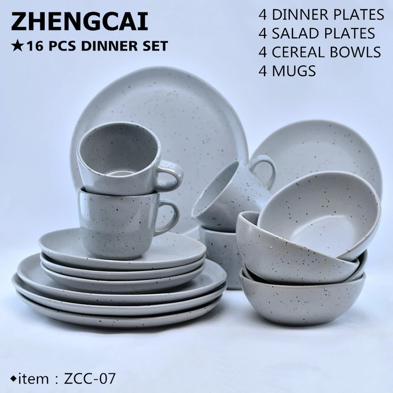 16PCS Stoneware/ Ceramic Grey Nordic Style Dinner Set
