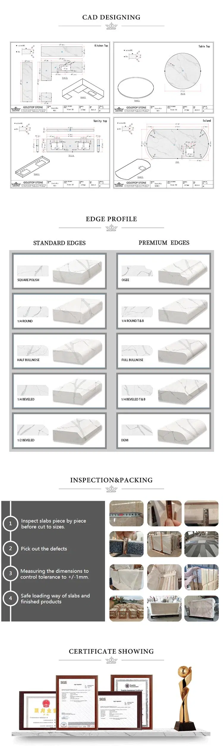 Artificial Stone Polished Factory Price Concrete Series Stone Slab Quartz Countertop/Quarzo/Floor/Cabinet/Wall Tiles/Vanity