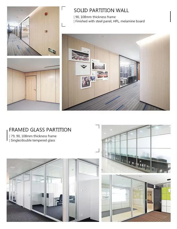 Prefabricated Knockdown Modular Office Building Partition with Tempered Glass Wall