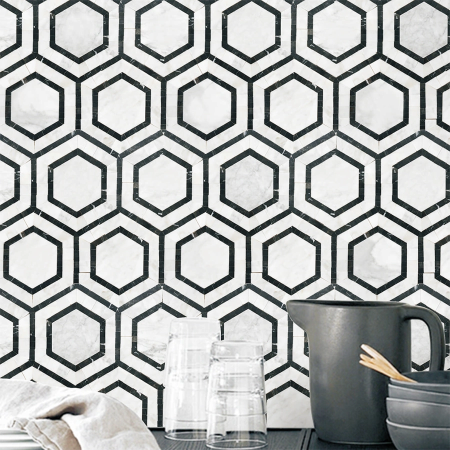 White Marble Mosaic Tile Interior Wall Kitchen Tiles Subway Tile Backsplash