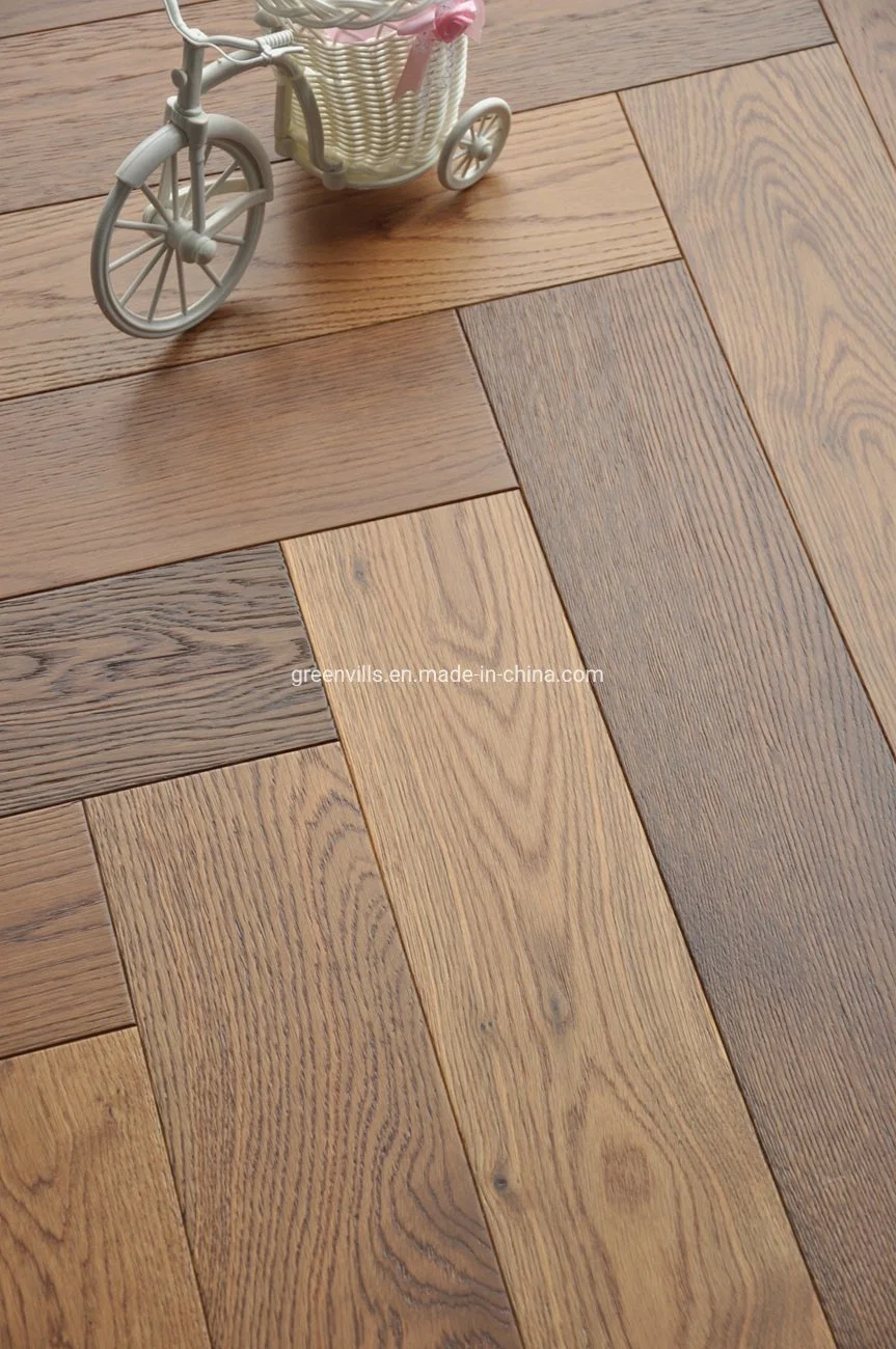 Multiply Herringbone Smoked Oak Wood Flooring/White Oak Parquet Flooring