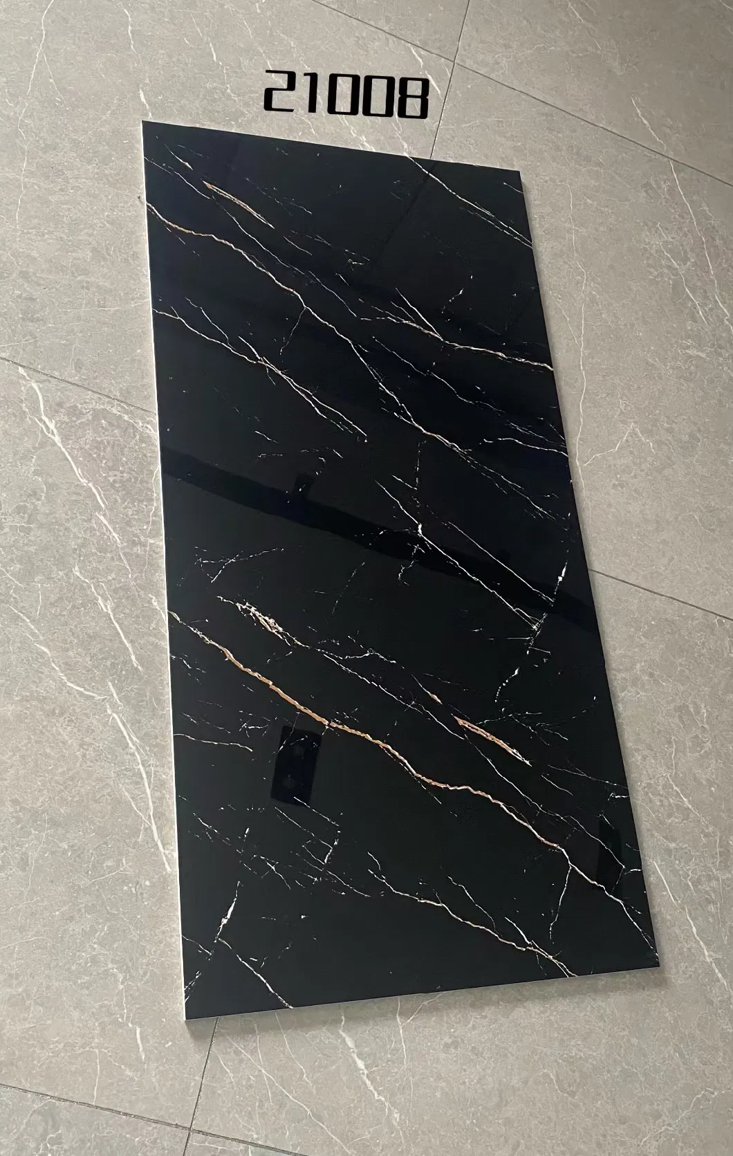 Building Material 600X1200mm Bathroom Dark Black Color Glazed Polished Ceramic Porcelain Marble Flooring Wall Tile