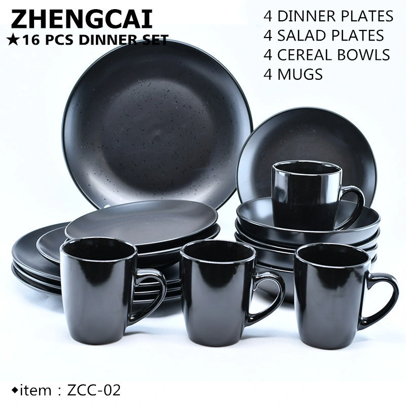 16PCS Stoneware/ Ceramic Grey Nordic Style Dinner Set