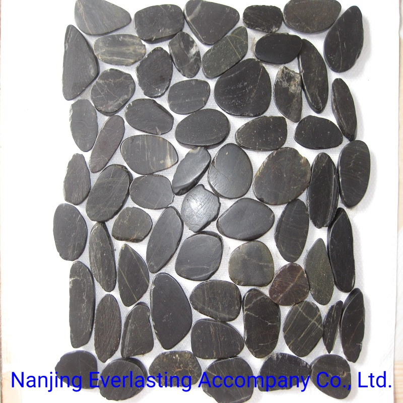 Sliced Polished Natural Stone Pebbles Mosaic Wall &amp; Floor Tile