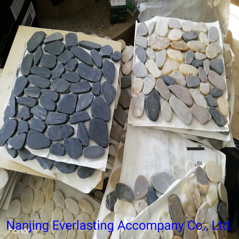 Sliced Polished Natural Stone Pebbles Mosaic Wall &amp; Floor Tile