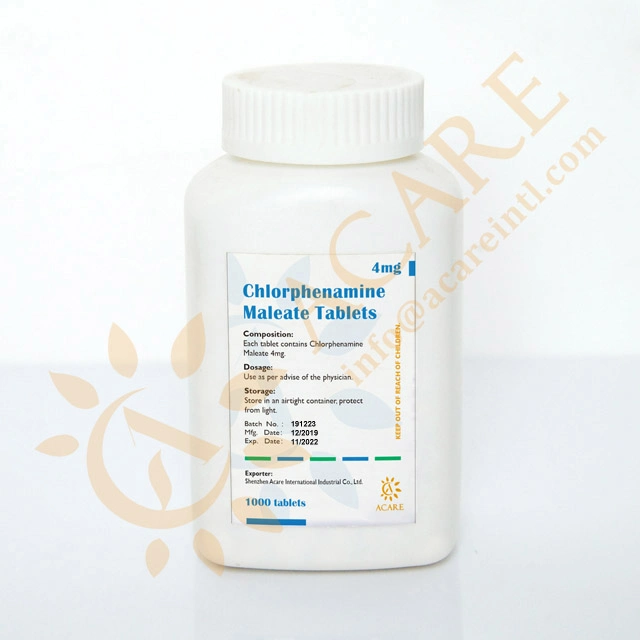 Medicamentos hechos en China tabletas de Maleato de clorfenamina 4mg
