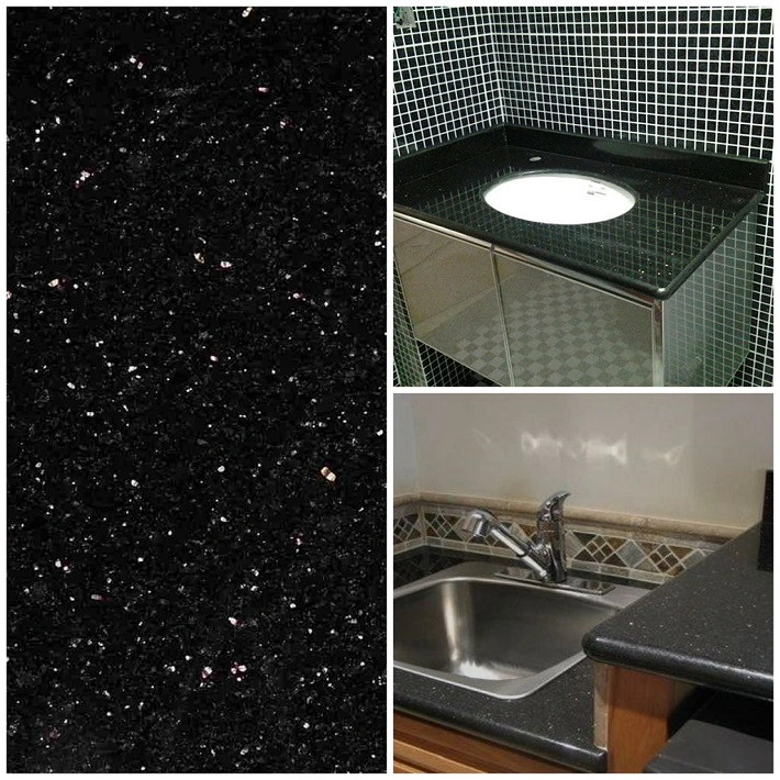 Granito negro Galaxy doble LAVABO lavabo Cocina azulejos Backsplash Tops