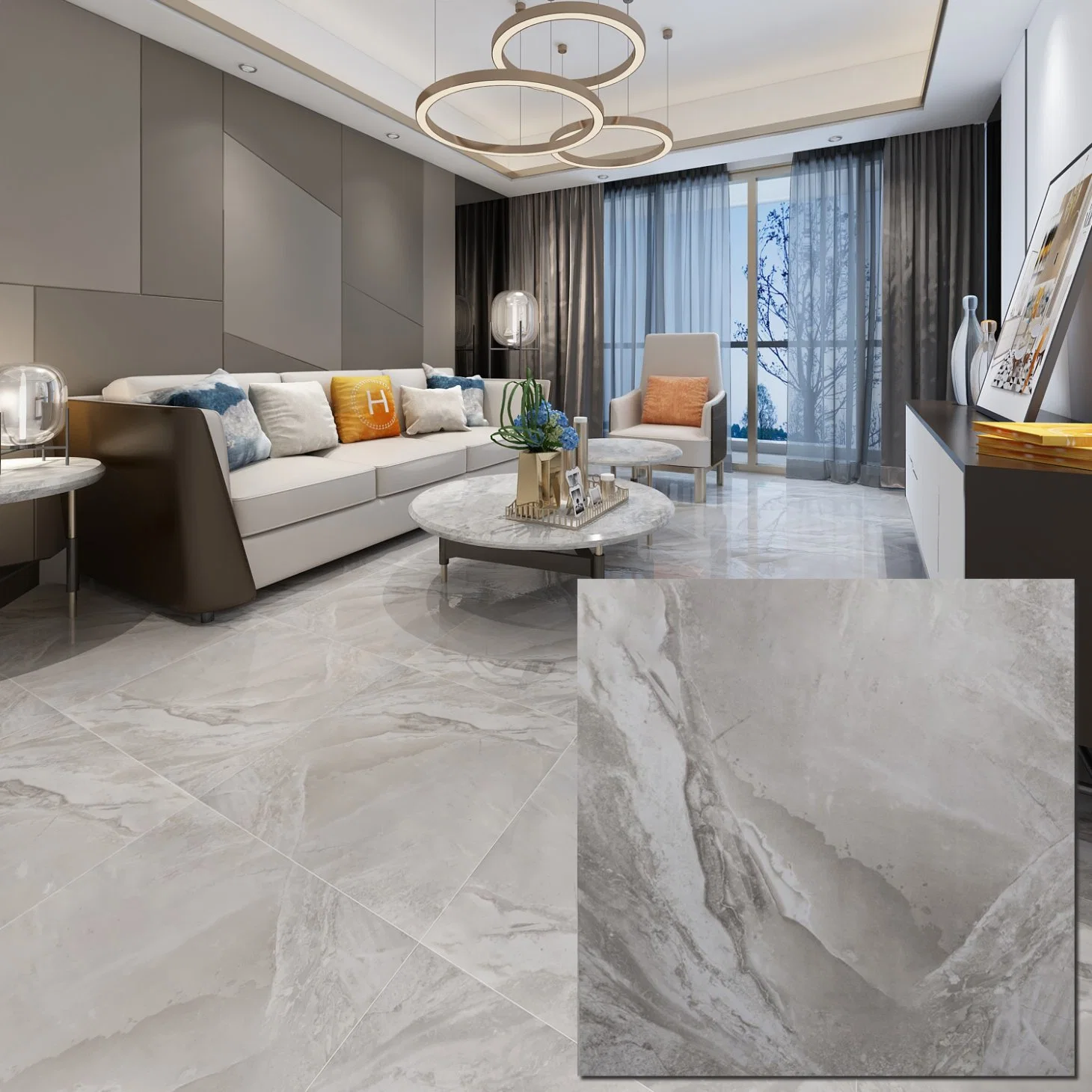 Buen Precio diseños de pisos grises 600x600mm 800X800mm Living Room Bedroom Baldosas de suelo antideslizante