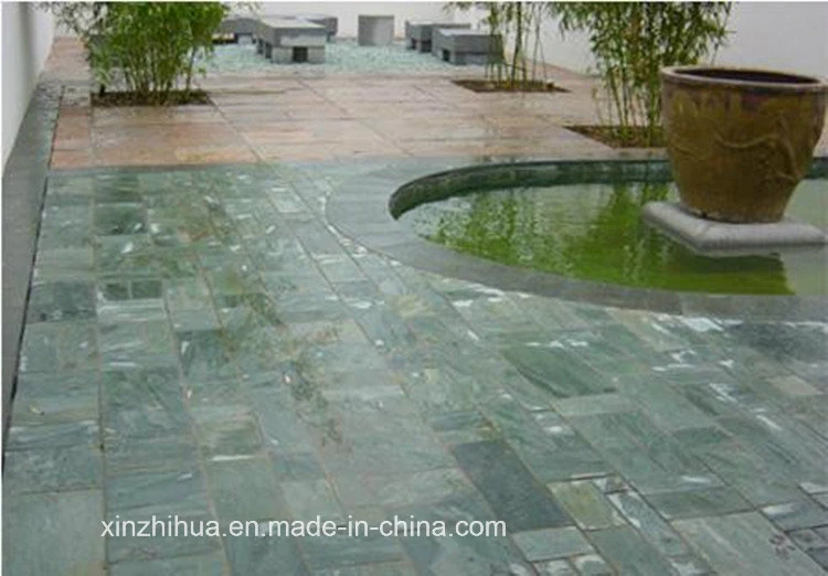  China barata de techos de pizarra verde/allanando azulejos Revestimiento de pared de piedra pizarra