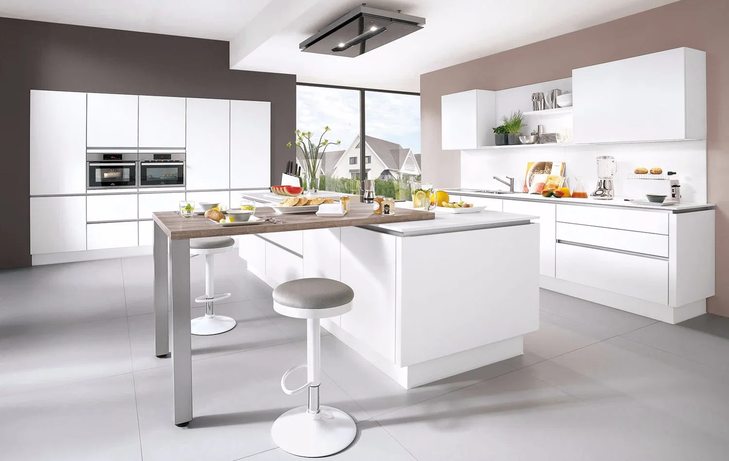 Lacado blanco mate de diseño abierto asequible modernos gabinetes de cocina