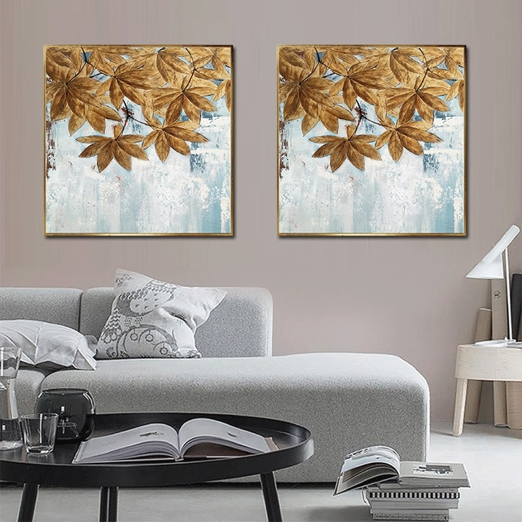 Resumen Nordic Handmade Maple Leaf Pintura decorativa de arte para Pared de sala de estar