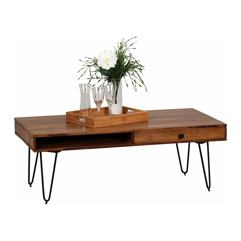 Mesa de café de madera de soplado con apariencia plana