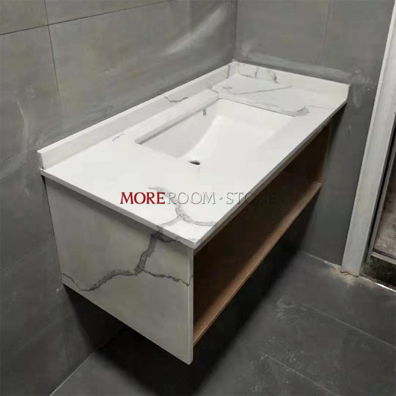 Mesa de cocina y baño de la vanidad de piedra de cuarzo blanco Artificial