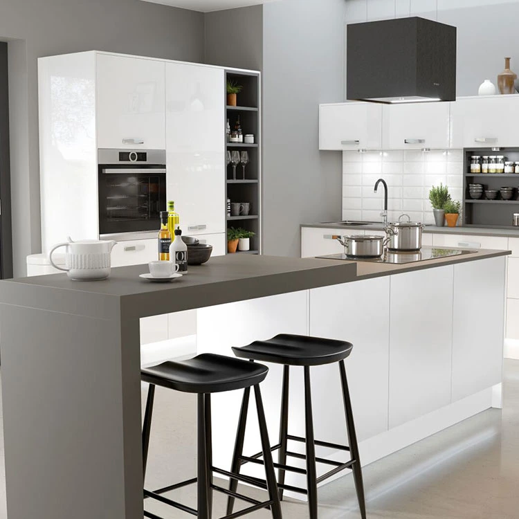 La isla de cocina comercial Foshan blanco puertas de cristal Muebles de Cocina kitchen cabinet