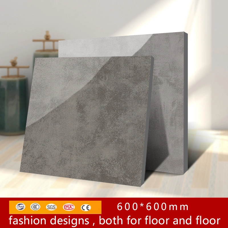  600*600 mm de color gris oscuro superficie mate de cemento de baldosas de porcelana esmaltada