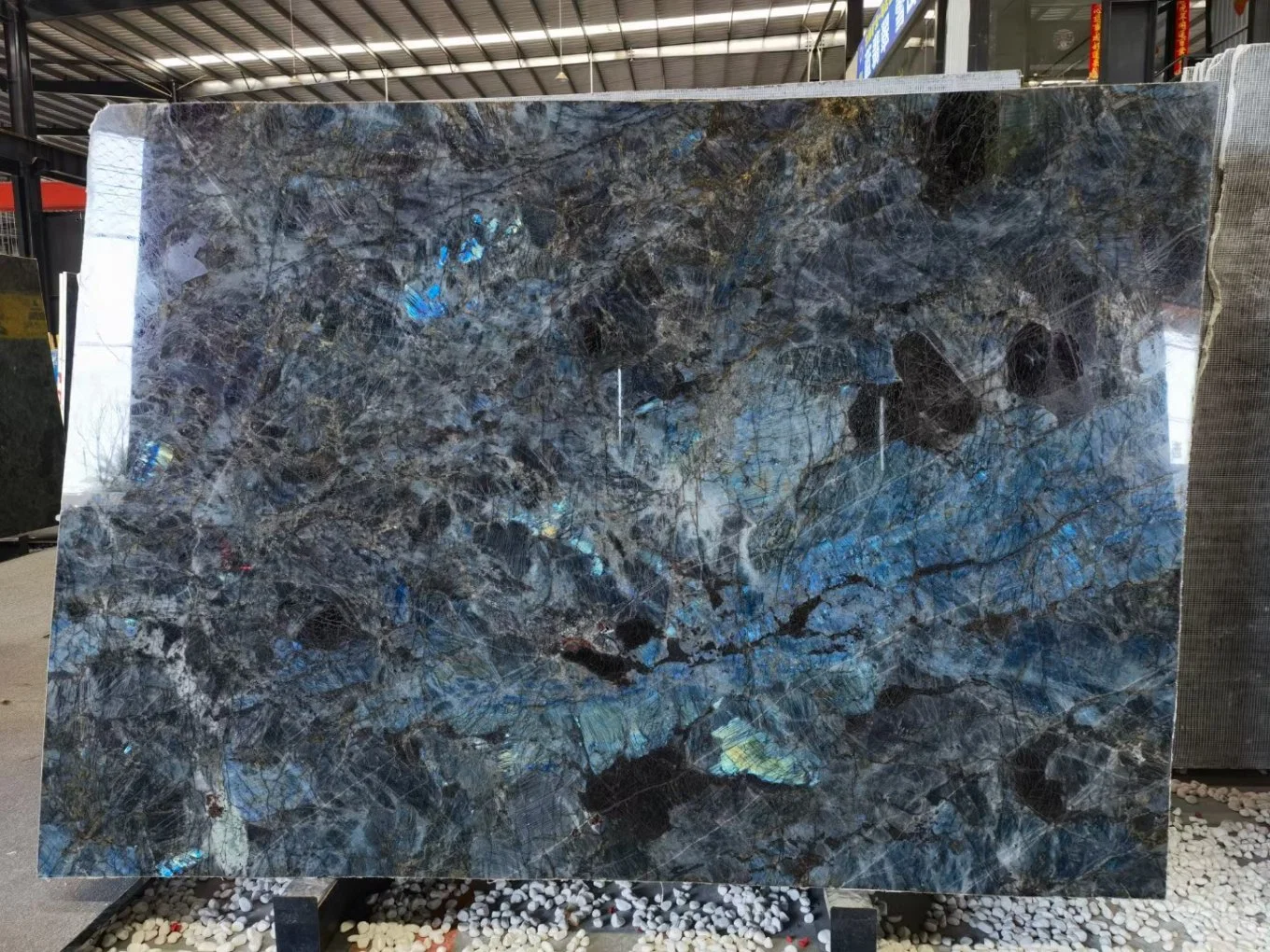 Azul de labradorita, losas de granito azul Lemurian &baldosas, Madagascar encimera azul