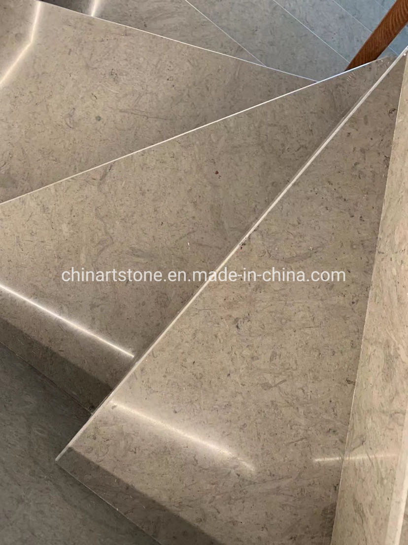 La naturaleza de la escalera de piedra caliza de mármol gris y azulejos