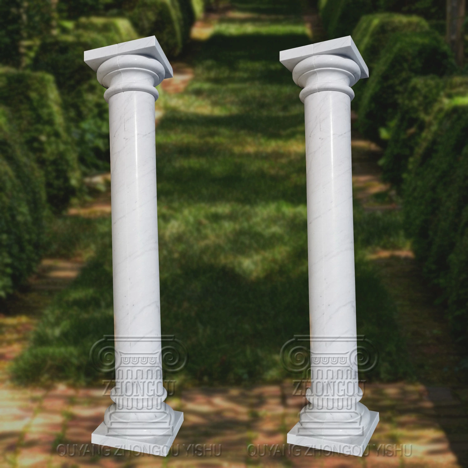 La decoración de mármol blanco arquitectónico columna ahuecado
