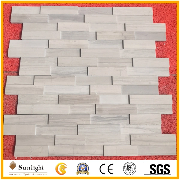 Blanco de alta calidad de la vena de la madera de la cultura de mármol azulejos de la pared de piedra