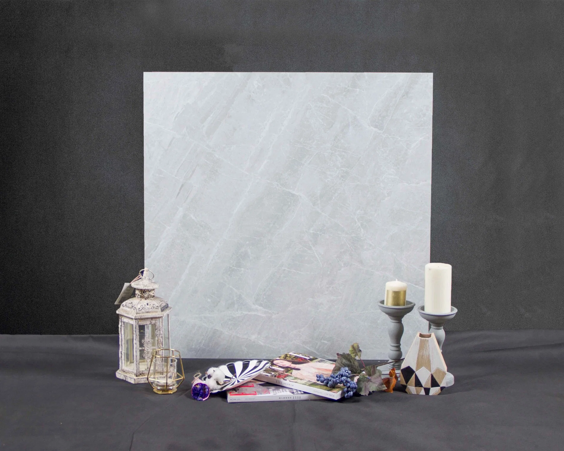 Salón Color gris pulido mármol esmaltada Baldosas de cerámica 80X80