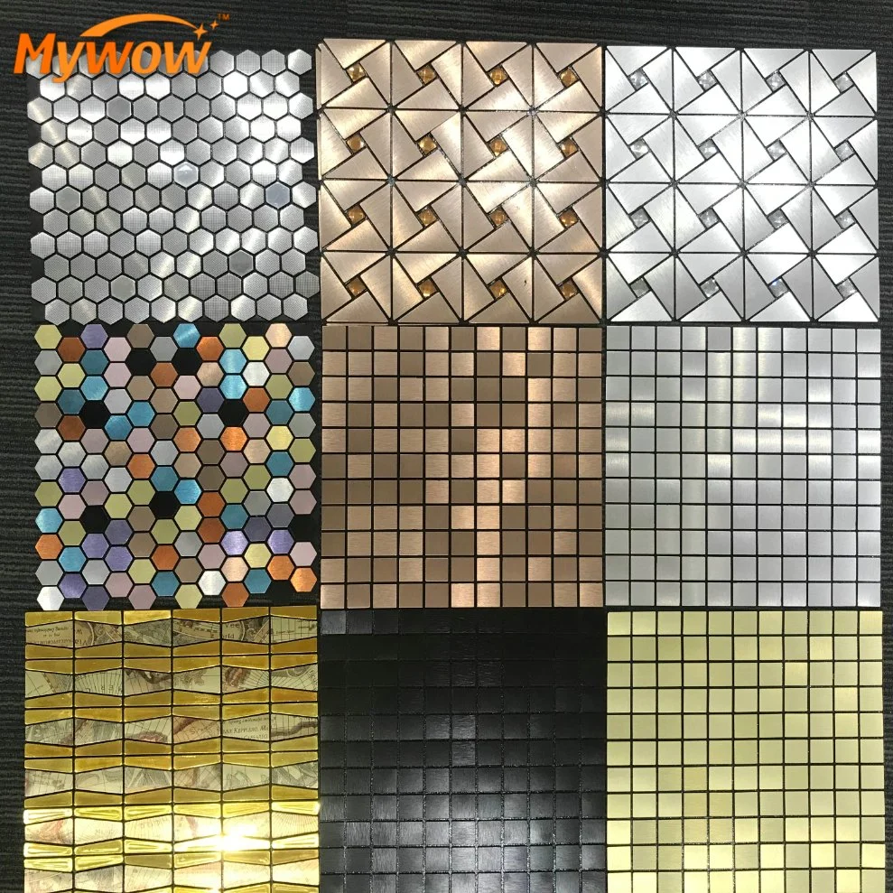 Cocina de Aluminio Metal Azulejos mosaico Mosaico autoadhesiva
