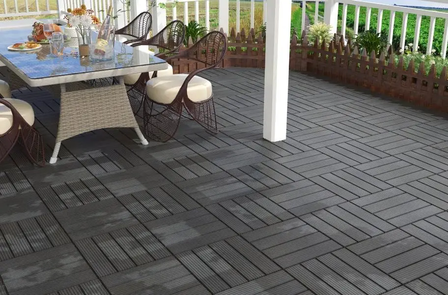Water Resistant Outdoor Composite Plastic Terrace Flooring Patio DIY Interlocking WPC Decking Tiles
