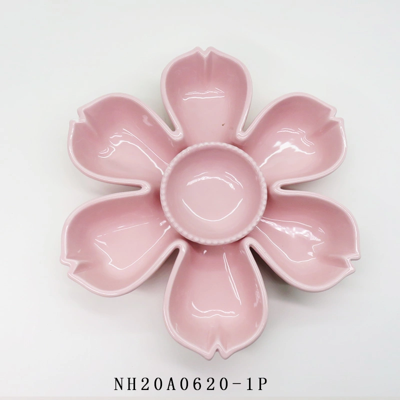 Flower Ceramic Dish Seasoning Dipping Bowl Sakura Ceramic Plate Dishes Cherry Blossoms Trinket Sauce Dish for Kitchen