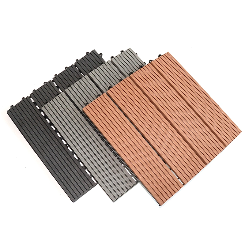 Easy Installation Anti-Fade Waterproof Anti Scratch Wood Plastic Composite Outdoor Interlocking WPC Decking Tile Terrace Decking Tiles