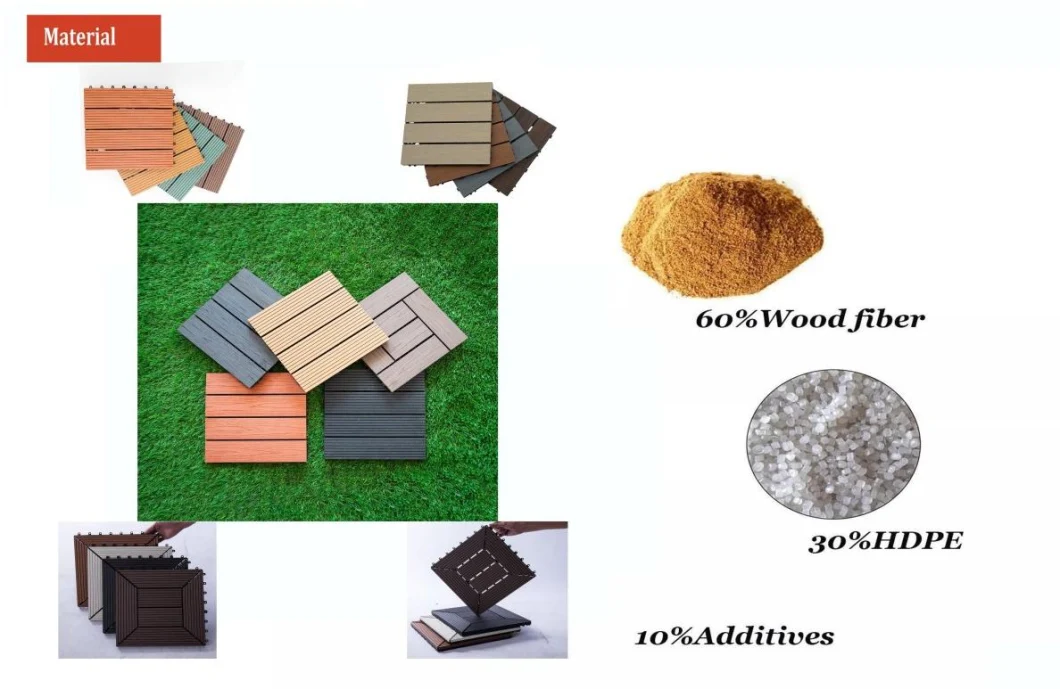 UV Resistance Garden 300X300mm Interlocking Grooved DIY Decking WPC Terrace Tiles