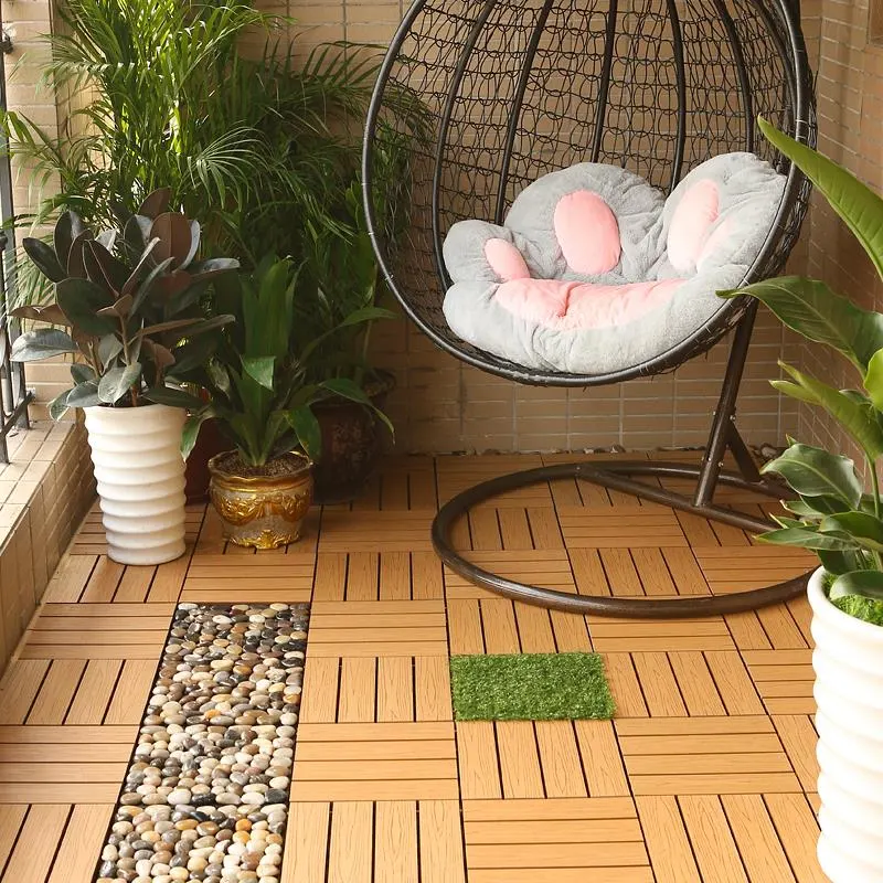 Eco-Friendly Patio Terrace Balcony Garden Floor Tiles Wood Plastic Composite Interlocking Outdoor WPC Decking DIY Tiles