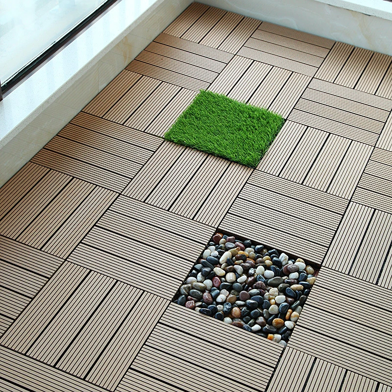 Eco-Friendly Patio Terrace Balcony Garden Floor Tiles Wood Plastic Composite Interlocking Outdoor WPC Decking DIY Tiles