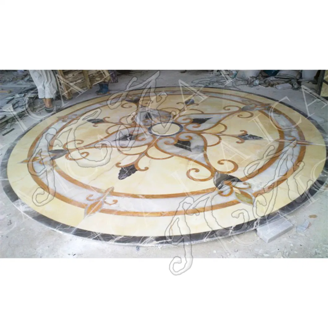 Indoor Decoration Vintage Pattern Luxury Mosaic Round Floor Tile Marble Tile Classical Design