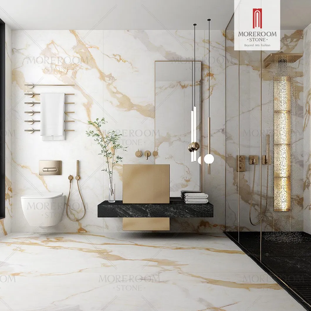 12X24 12X26 12X27 8X26 30X16 30X10 3mm 6mm 12mm 15mm Italy Calacatta Gold Marble Backsplash Porcelain Tile for Wall and Floor