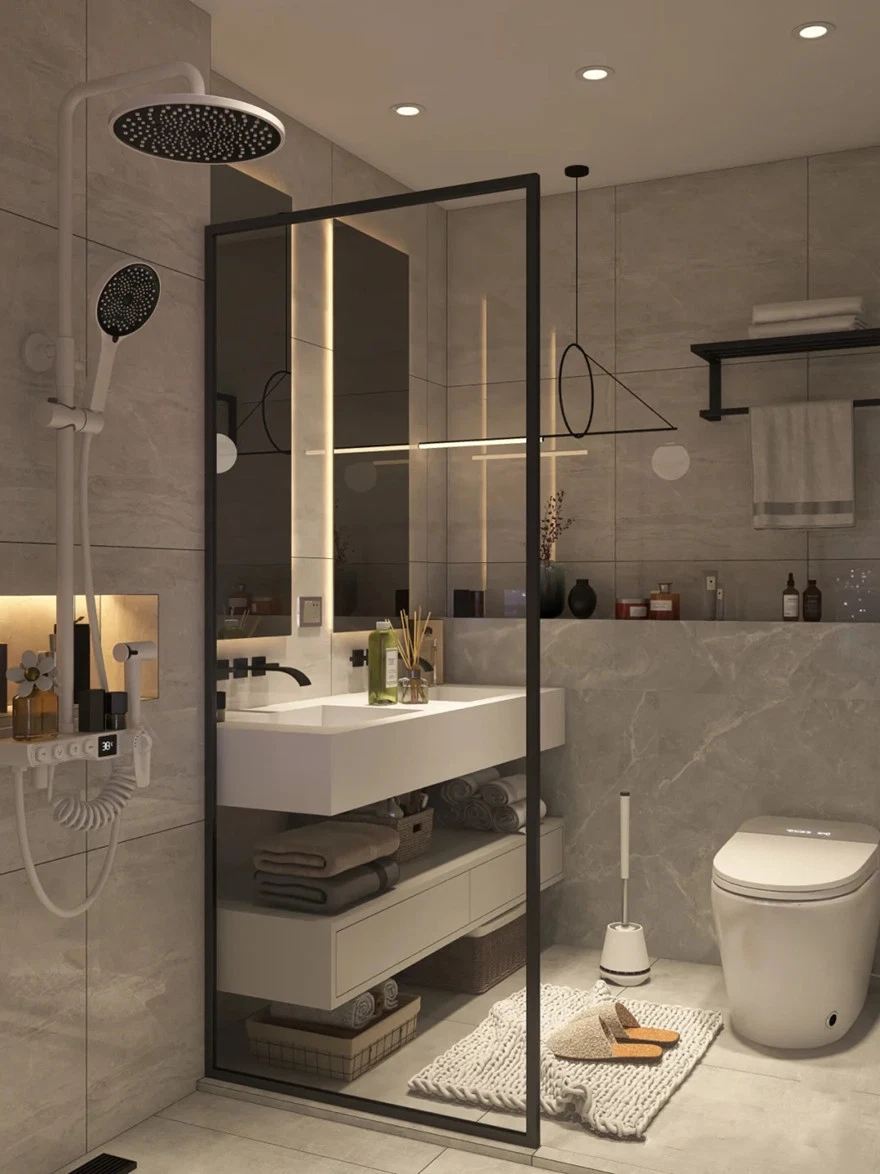 Bathroom Walk in Shower Screen, Large Glass Panel 80*200cm, U Channel Wall Fixed, 14mm Narrow Edge Black Framed, Rigid CE Quality Control