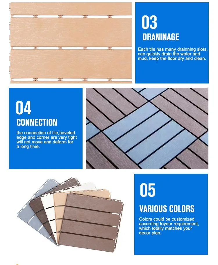 Outdoor Balcony Garden Terrace Splicing Decking Floor Interlocking Plastic Deck Tiles