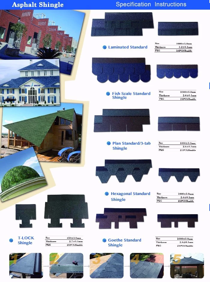 Asphalt Shingle Chinese Exporters Laminated Asphalt Fiberglass Roof Tiles for Resort