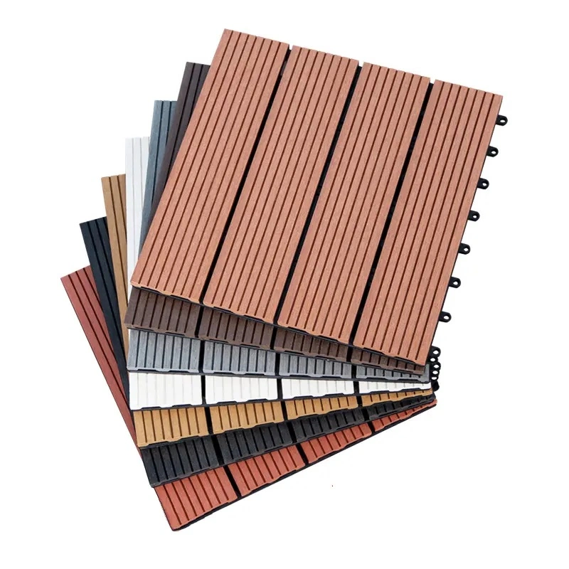 Wood Composite Interlocking Wood Grain Floor Tiles Plastic Wood Waterproof Pavement Floor Outdoor Patio Garden Terrace Tiles