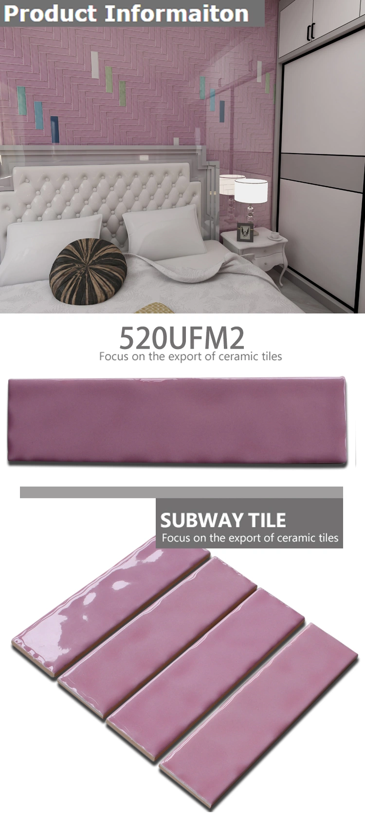 50X200mm Ceramics Wall Tiles Purple Glazed Tiles Home Decoration