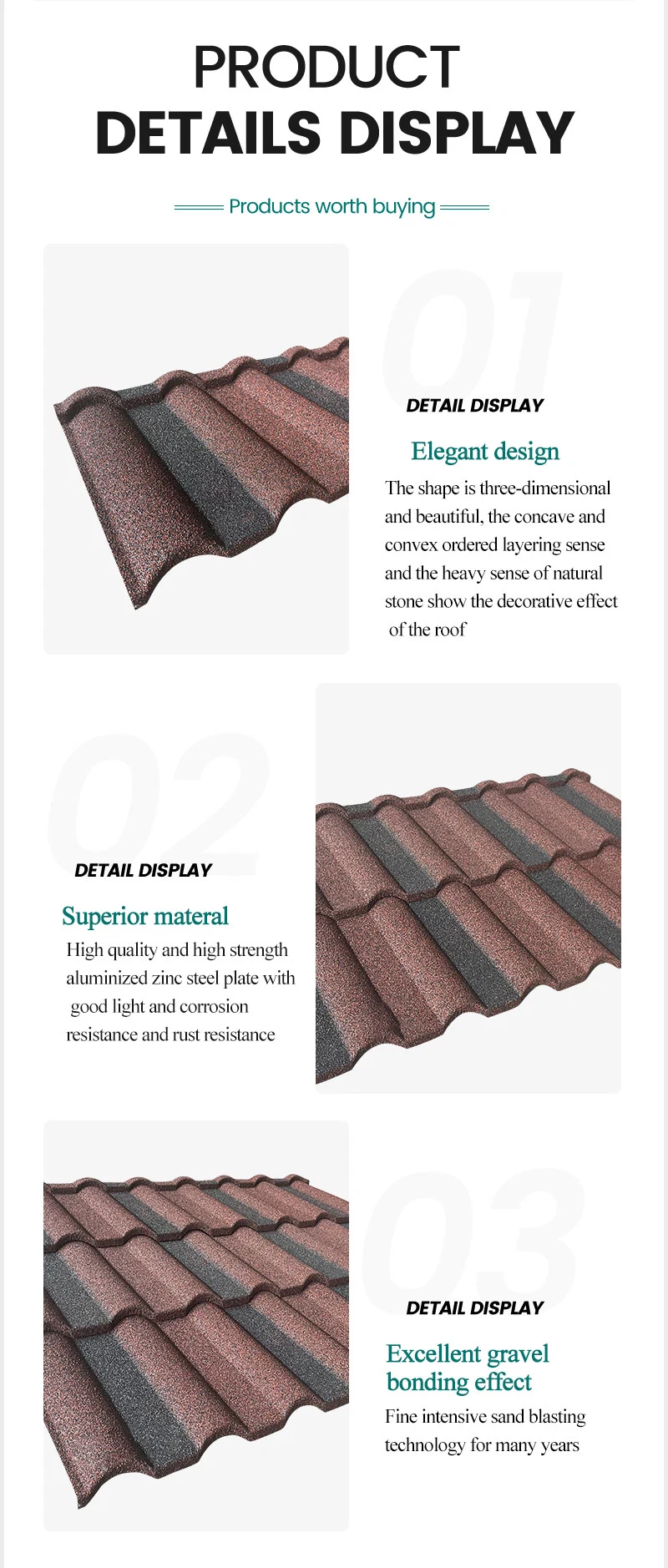 Fast Delivery Stone Coated Roofing Tile Metal Fiber Cement Corrugated Roof Tile Kajaria Roof Tiles