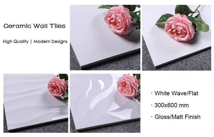 300 X 600 White Wavy Subway Tile Ceramic Wall Tile 12X24 Inch