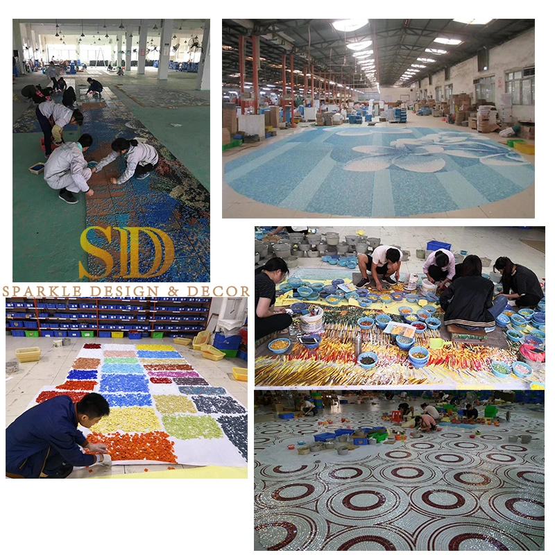 Custom Made Square Carpet Mosaic Pattern Art Glass Mosaic Pattern for Floor Decor