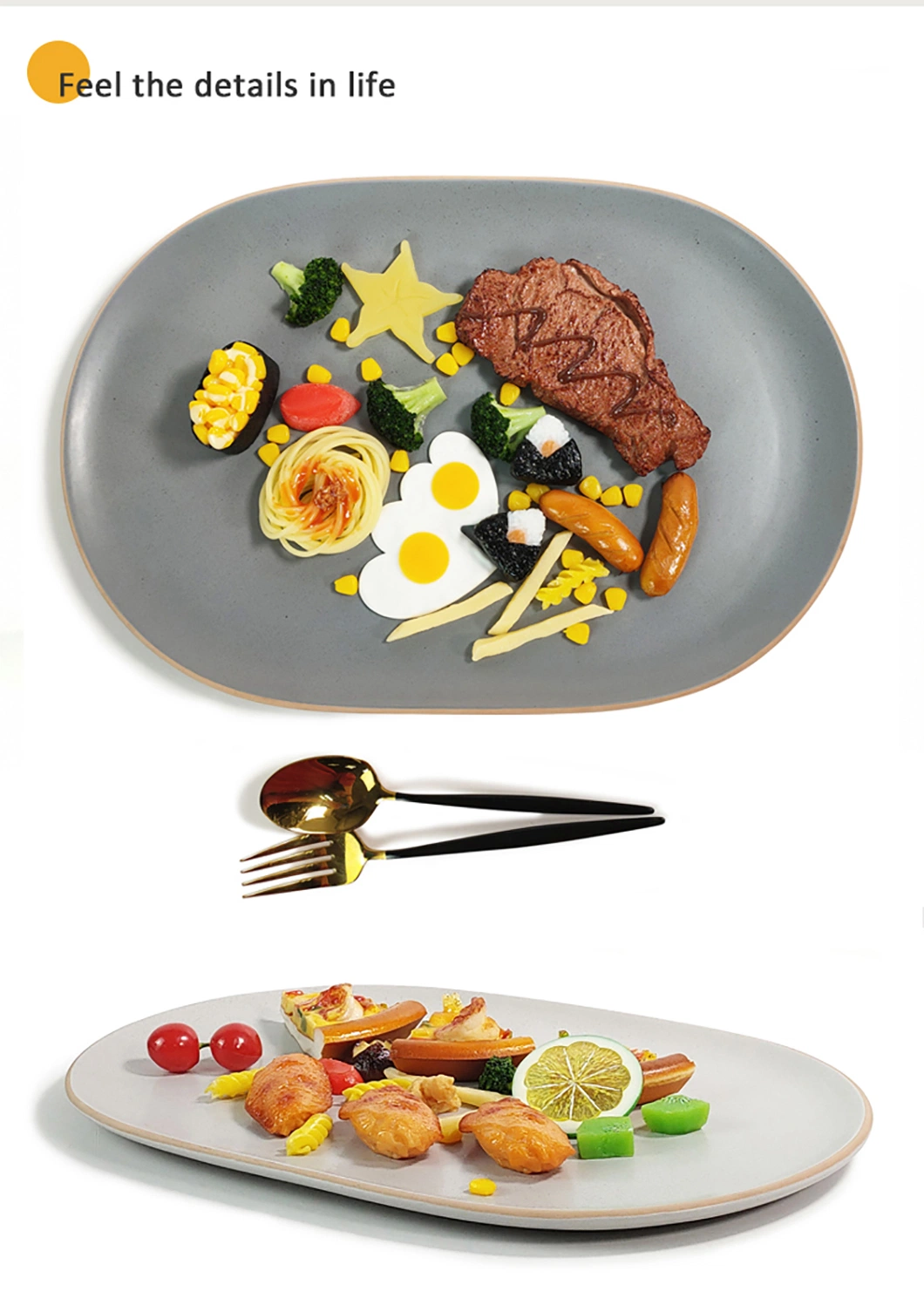 Nordic Western Plate Ceramic Steak Plates Ceramic Cutlery Plate Set