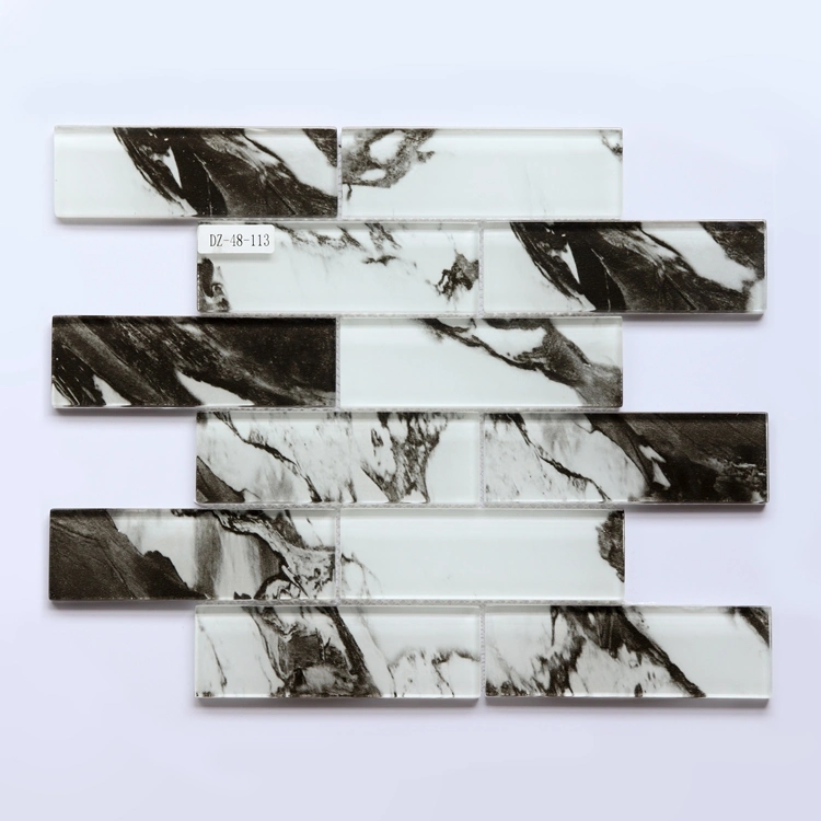 Luxury Glass Mosaic Border Tile Backsplash Peel and Stick for Kitchen and Bathroom Walls