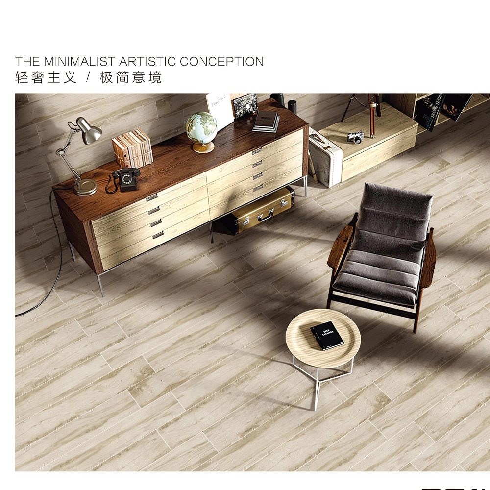 Woodgrain Finish Ceramic Floor Tile Water Resistance Slip-Resistant Porcelain Flooring