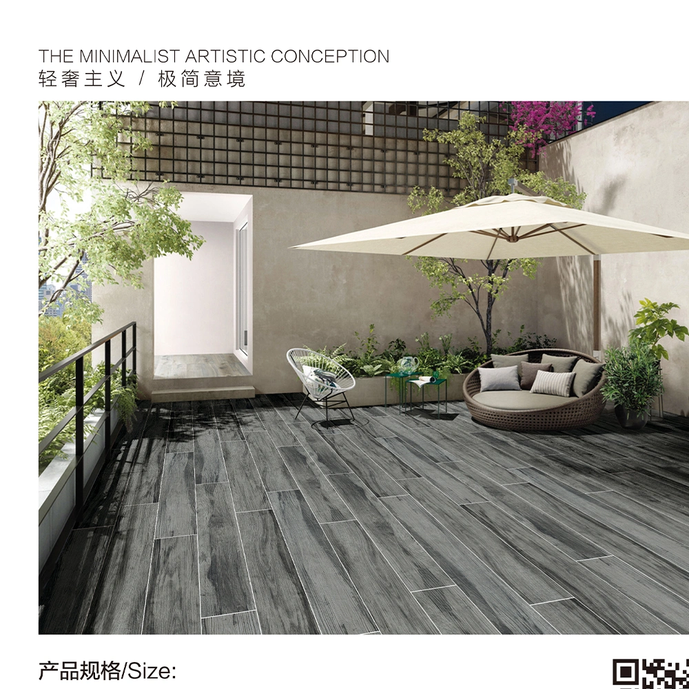 Woodgrain Finish Ceramic Floor Tile Water Resistance Slip-Resistant Porcelain Flooring